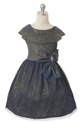 Girls Dress Style - 2193 Gorgeous Sparkly Holiday Dress with Bow in Choice of Color